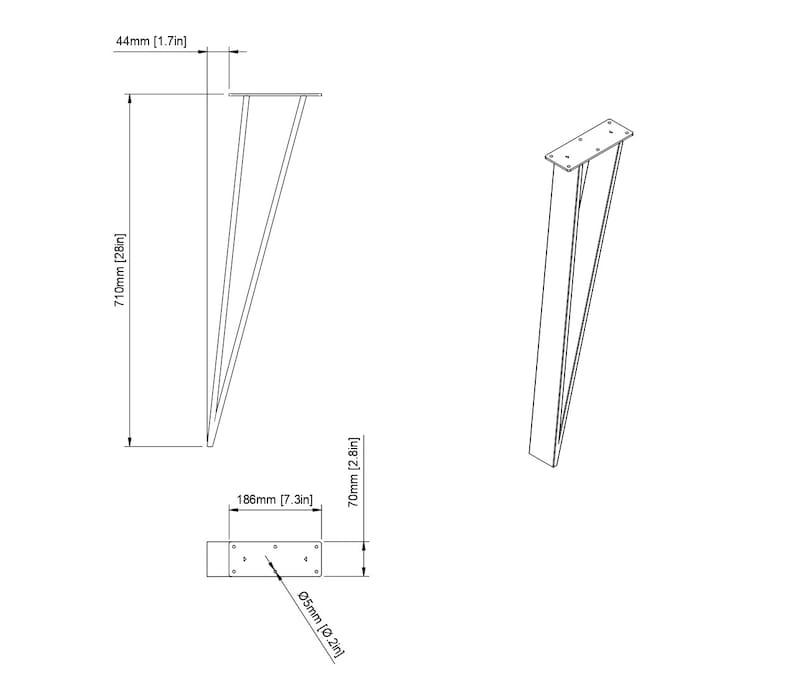 Hairpin Table Legs: Powder Coated Steel, Tischbeine, N136 image 8