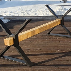Pieds de table de ferme, pieds de table en métal avec poutre en X, base de table à manger, pieds de table robustes, N229 image 1