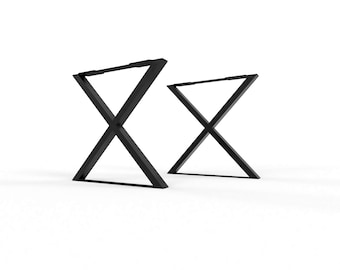 X-förmige Tischbeine aus Stahl (2er-Set): Industrieller Esstischfuß, versandfertig, N11