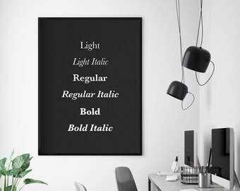 Regular Bold Letter Font Poster, Typographic Poster, Minimalist Print, Gifts Typography print, Printable Wall Art, Home Decor