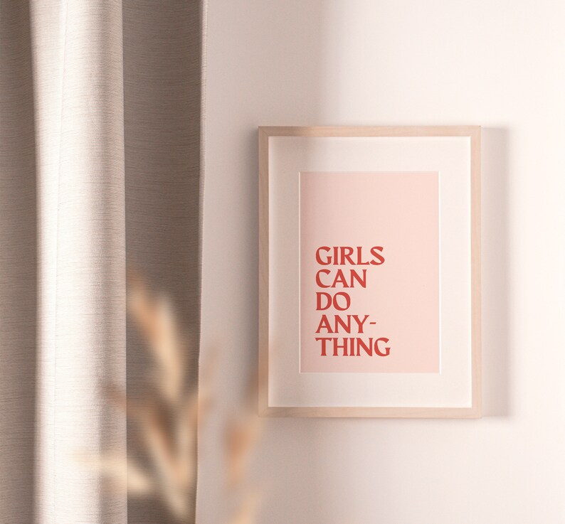 Girls Can Do Anything Quote Poster, Girl Power Poster, Girl Boss Print