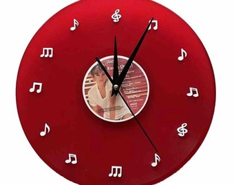 Unique vinyl record  wall clock, hand crafted from an original 12” vinyl record, fully assembled ready to hang on your wall
