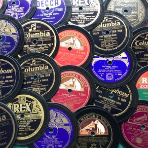 1950s coasters crafted from original shellac 78s, felt backed, choose number of coasters from the drop down menu to make your own set