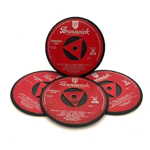 Bill Haley Vinyl Record Coasters: Handcrafted Rock n Roll Decor