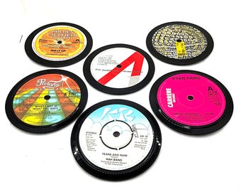 Posavasos de vinilo vintage, juego de 6, música retro