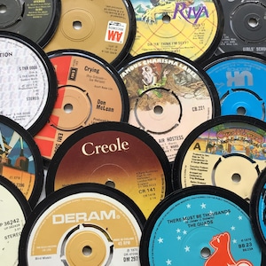 1970s drinks coasters hand crafted from 1970s retro vinyl records choose any number of coasters to make your own set from the drop down menu