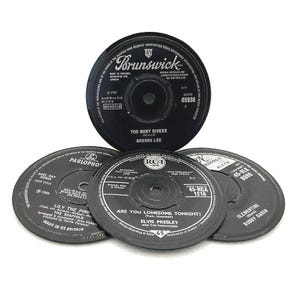 1960s Vinyl Record Coasters: Handcrafted Music Lover Gift