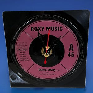 Roxy Music desk/side table clock hand crafted from a real vinyl record