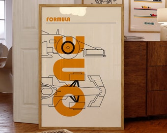 Formula 1 Digital Poster, Vintage Formula One digital print, Formula one wall decor, Race Car Print