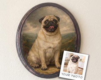 Custom Dog Portrait Oval Wood Plaque, Oil Painting Style Memorial Decor