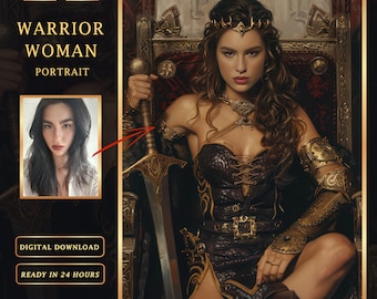 Custom Warrior Portrait: Personalized Queen Art (Digital Download)