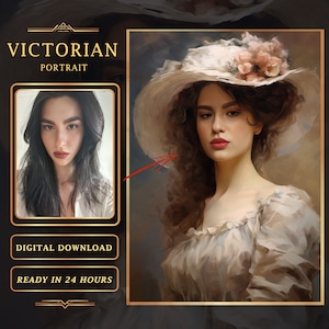 Personalized Victorian Woman Portrait: Custom Oil Painting Style (Digital Download)