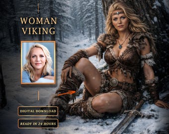 Custom Viking Woman Portrait from Photo - Unique Mother's Day Gift