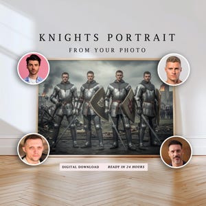 Anpassat porträtt av fyra riddare och krigare – personlig present (digital nedladdning) bild 1