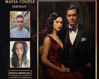 Individuell gefertigtes Mafia Paar Portrait im Art Deco Stil (Digitaler Download)