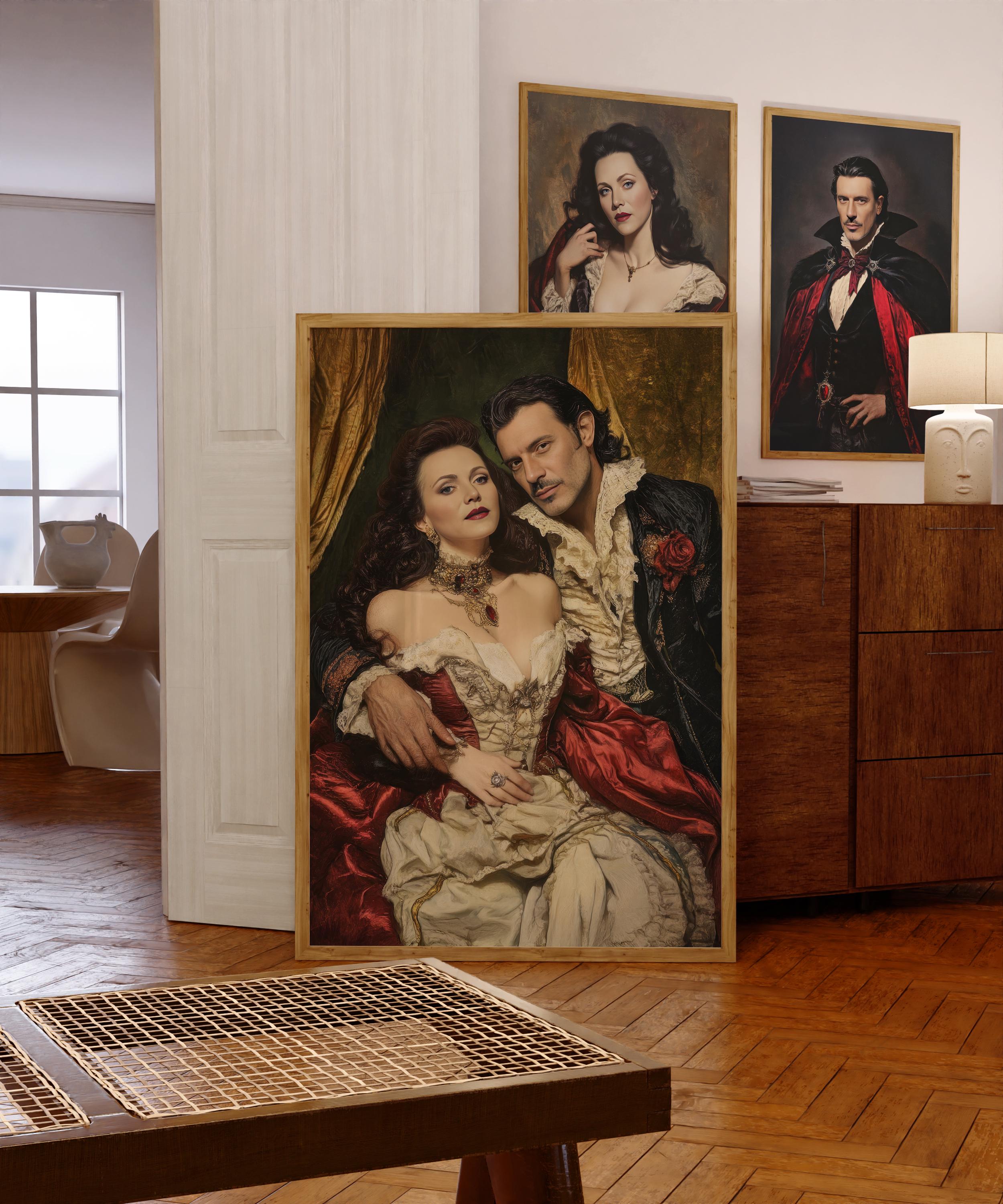 Personalized Vampire Couple Portrait: Custom Romantic Gift (digital ...