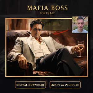 Custom Mafia Portrait from Photo: Personalized Gangster Gift (Digital Download)