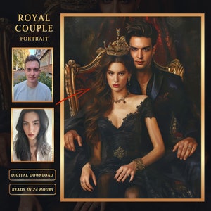 Custom Royal Couple Portrait: Personalized King and Queen Art (Digital Download)