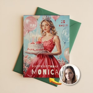 Aangepaste verjaardagskaart van je foto, gepersonaliseerde Queen Greting Card, afdrukbare digitale verjaardagskaart