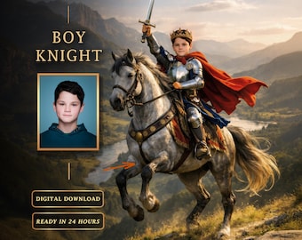 Custom Knight Boy Portrait From Photo - Unique Birthday Gift for Son