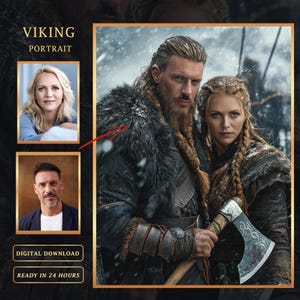 Personalized Viking Couple Portrait from Photo, Custom Viking Family Portrait, Best gift for couple, Digital download