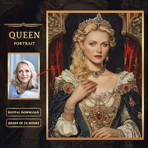 Custom Queen Portrait: Personalized Oil Painting Style (Digital Download)