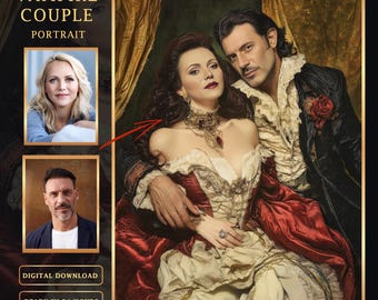 Personalized Vampire Couple Portrait: Custom Romantic Gift (Digital Download)