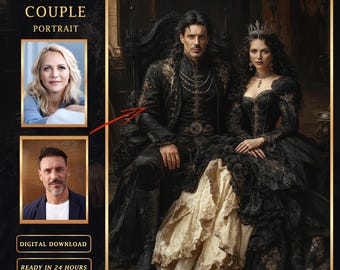 Custom Gothic Couple Portrait: Dark Fantasy Vampire Style (Digital Download)