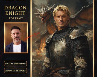 Custom Knight and Dragon Portrait from Photo (Digital Download)