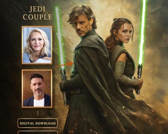 Personalisiertes Star Wars Jedi Paar Portrait: Personalisiertes Familiengeschenk (Digitaler Download)