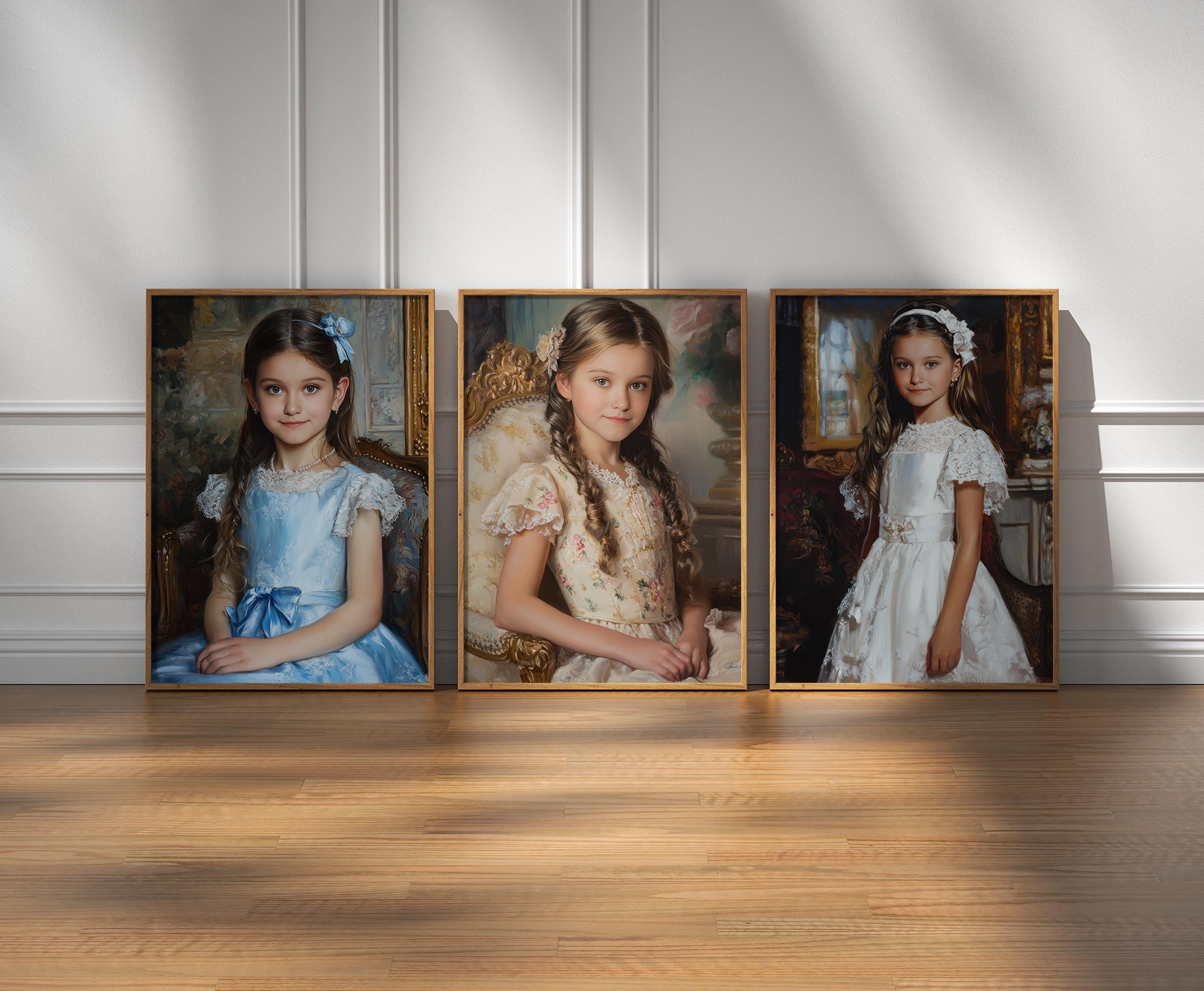 カスタムビクトリア朝の少女の肖像画：パーソナライズされた油絵