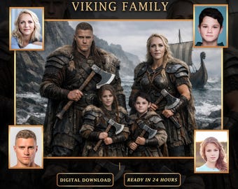 Personalized Viking Family Portrait from Photo  (Digital Download)