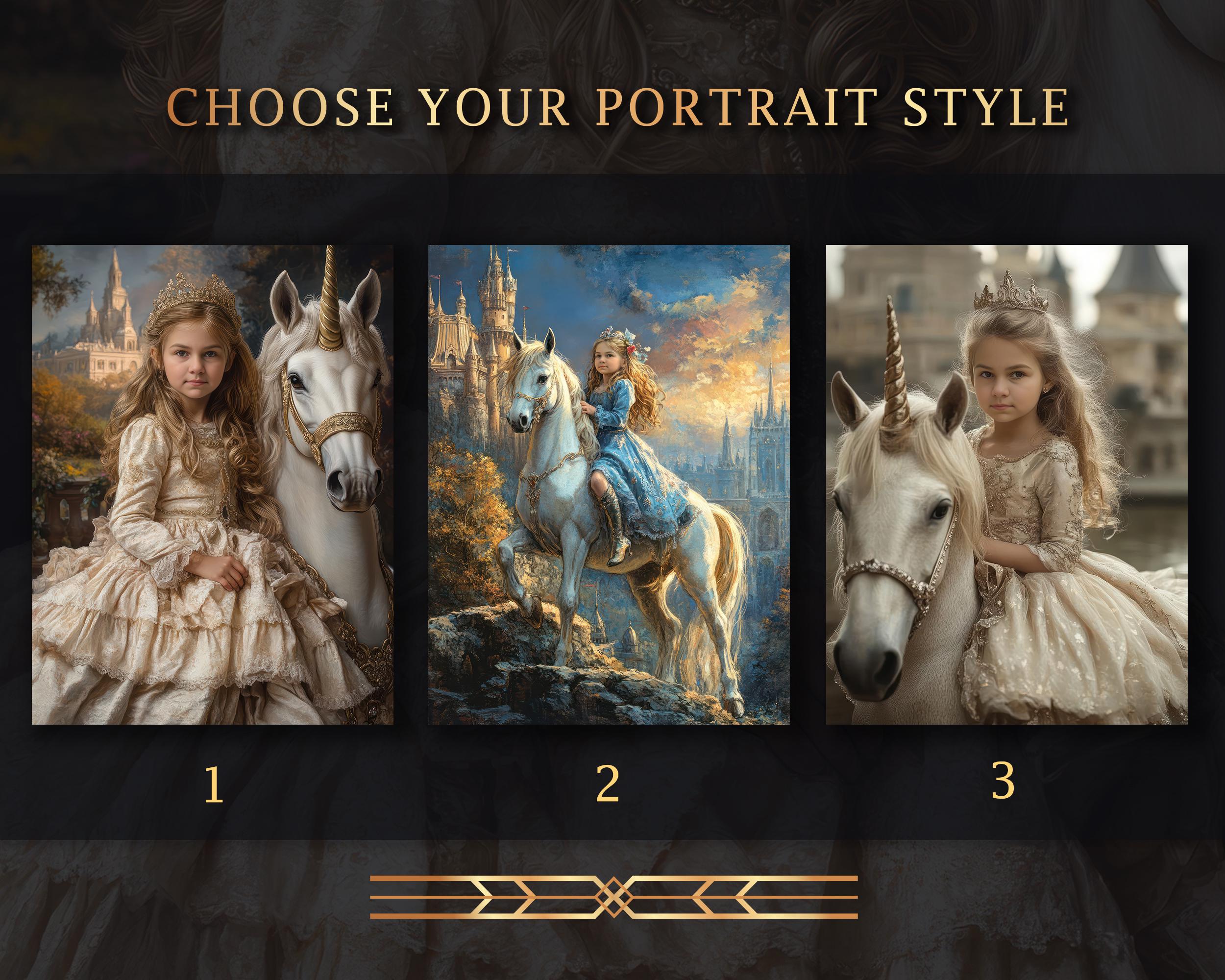 Unique Princess Custom Princess Portrait With Unicorn: Personalized Fantasy Art ...