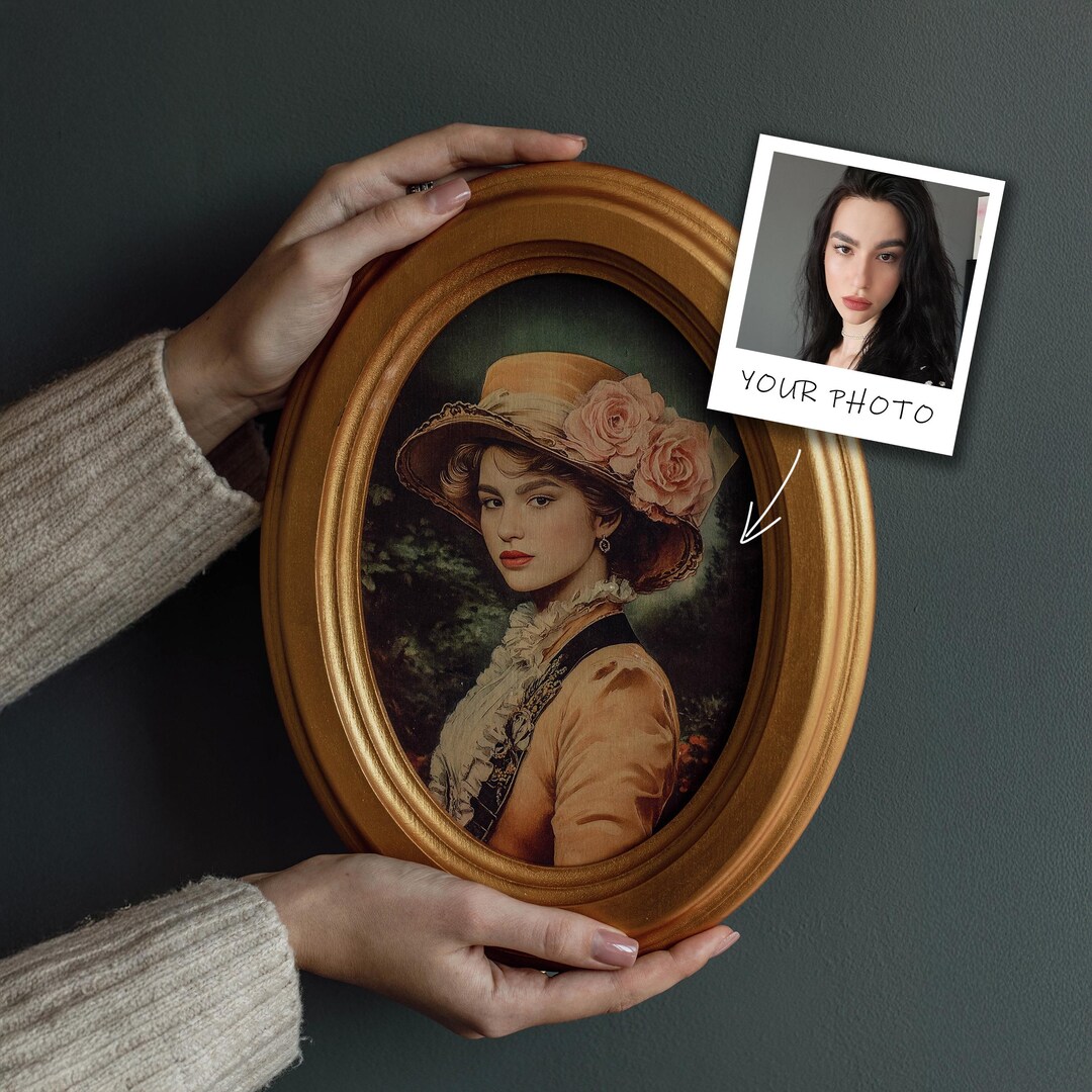 Custom Oval Wood Frame Portrait - Vintage Victorian Lady From Your ...