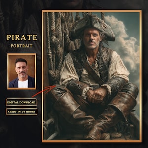 Custom Pirate Portrait from Photo: Personalized Digital Art (Digital Download