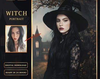 Custom Witch Portrait: Personalized Victorian Art (Digital Download)