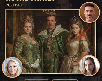 Custom Royal Portrait: Personalized Family Wall Art (Digital Download)