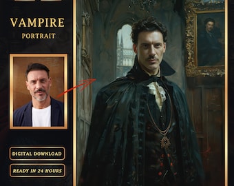 Anpassat vampyrporträtt: Mörk vintage oljemålningsstil (digital nedladdning)