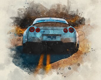 Ford Mustang Eleanor Acrylic Painting On Canvas Etsy