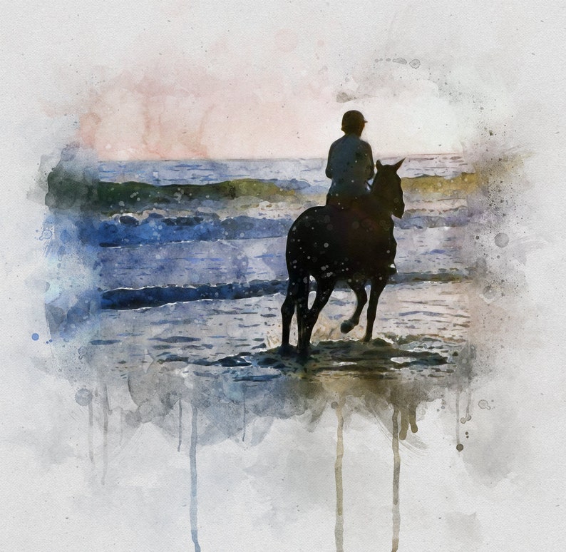Watercolor Horse Portrait Custom Pet Portrait Painting From Photo Gifts for Family