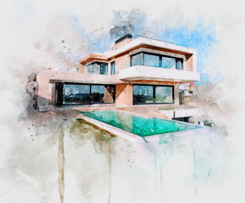 Watercolor House Painting Custom Home Portrait Watercolor Etsy