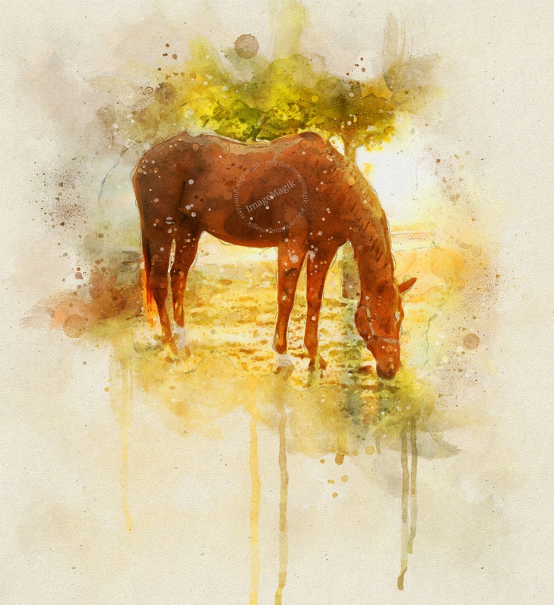 Watercolor Horse Portrait Custom Pet Portrait Painting From Photo Gifts for Family