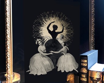 DANSE MACABRE gold foil detail vintage ballet illustration print