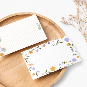 Dzikie kwiaty do wydrukowania notatnik z kwiatowymi notatkami Zestaw dwóch pastelowych botanicznych papierów do notatek do wydrukowania Post It A5 Natychmiastowe pobranie
