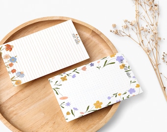 Wilde bloemen afdrukbare Memo Pad Floral Memo Set van twee pastel botanische notitie papier afdrukbare post het A5 Instant Download