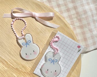 Porte-Clé Kawaii Lapin – Accessoire Mignon con Perles Roses pour Clés et Sacs