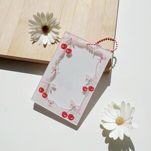 Portatarjetas Cerise Vintage - Étui Porte-Photo Kawaii avec Rubans Roses - KPOP stan