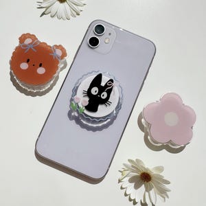 Schattige kat, beer, bloem telefoongrepen • Kawaii-telefoongreep voor alle telefoons • telefoonhulpje