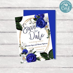 Save the Date Royal Blue and Gold (4x6)