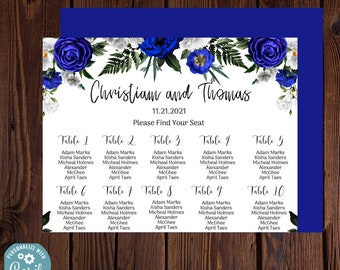 Royal Blue Wedding Seating Chart Template Printable - Etsy